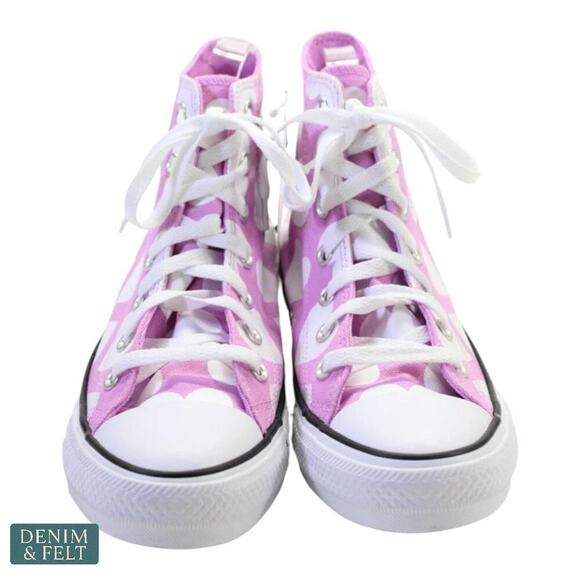 Converse Chuck Taylor All Star Hi Pink White Heart Print Sneakers Women’s 8 NEW - Picture 6 of 12